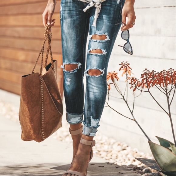 Distressed Denim Ankle Skinny - Picture 2 of 8